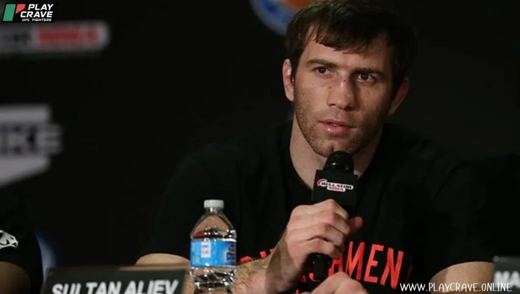 MMA fighter talking with a press conference