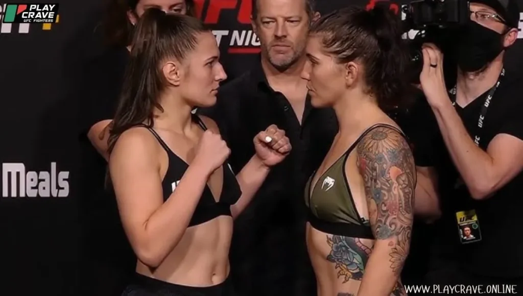 Two MMA fighters facing each other before the fight