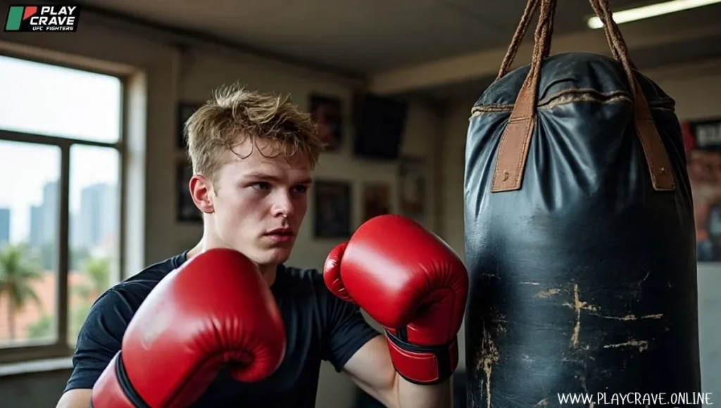 A young athlete training in a small Miami gym