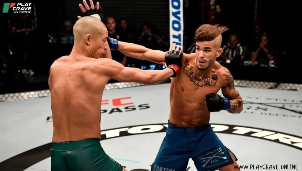 A knockout punch by flyweight MMA fighter inside the UFC cage